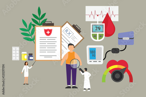 Metabolic Syndrome - Diabetes - High Blood Pressure - Obesity 2d flat vector illustration design