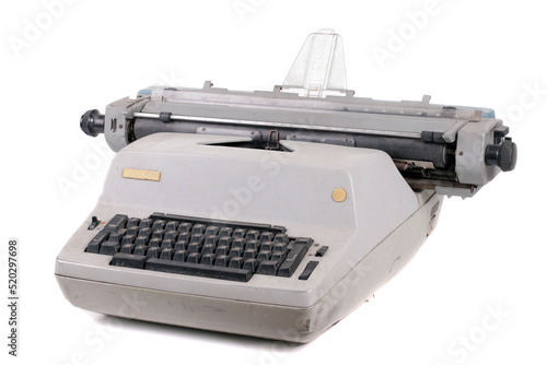 Old antique mechanical vintage typewriter on white with clipping puth photo