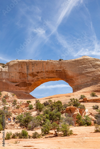 Wilson Arch in a semi desert landscape in Moab Utah