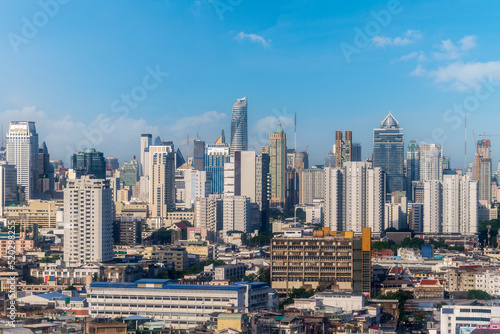 cityscape of Bangkok city skyline with blue sky background  Bangkok city is modern metropolis of Thailand and favorite of tourists
