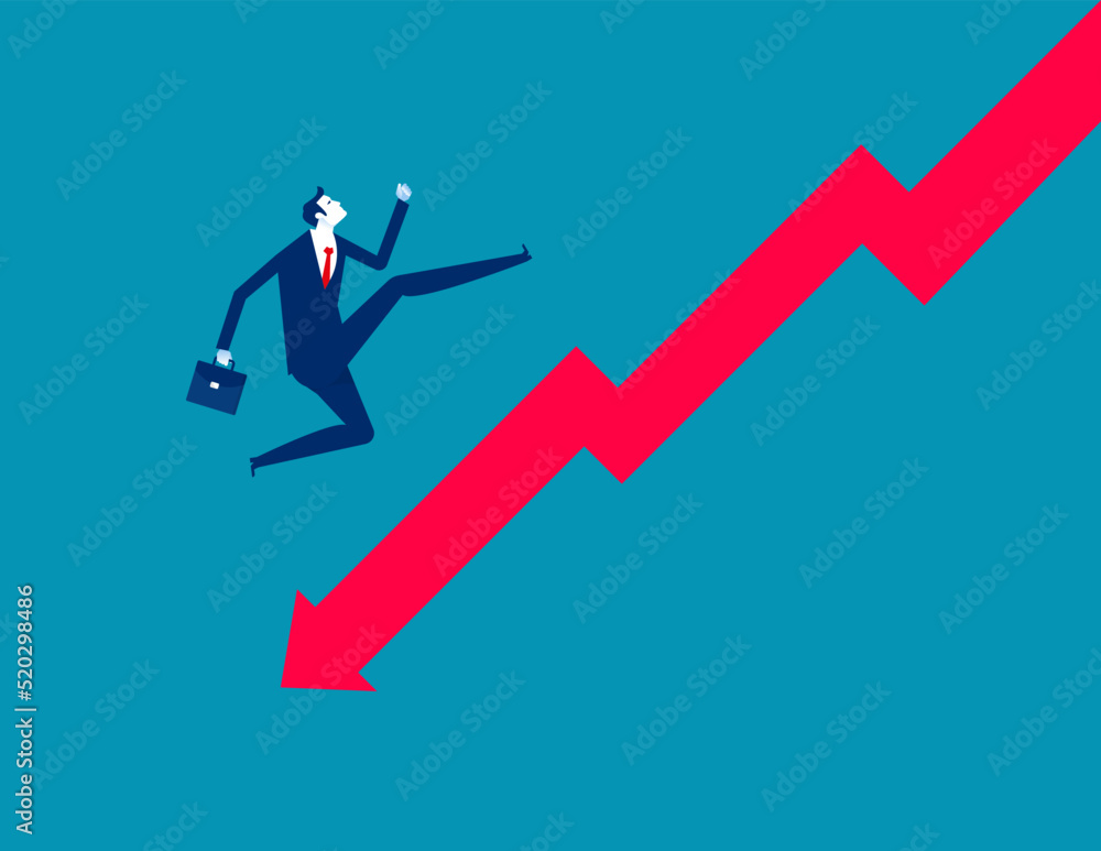 Running part way with falling graph. Business vector illustration Running part way with falling graph. Business vector illustration