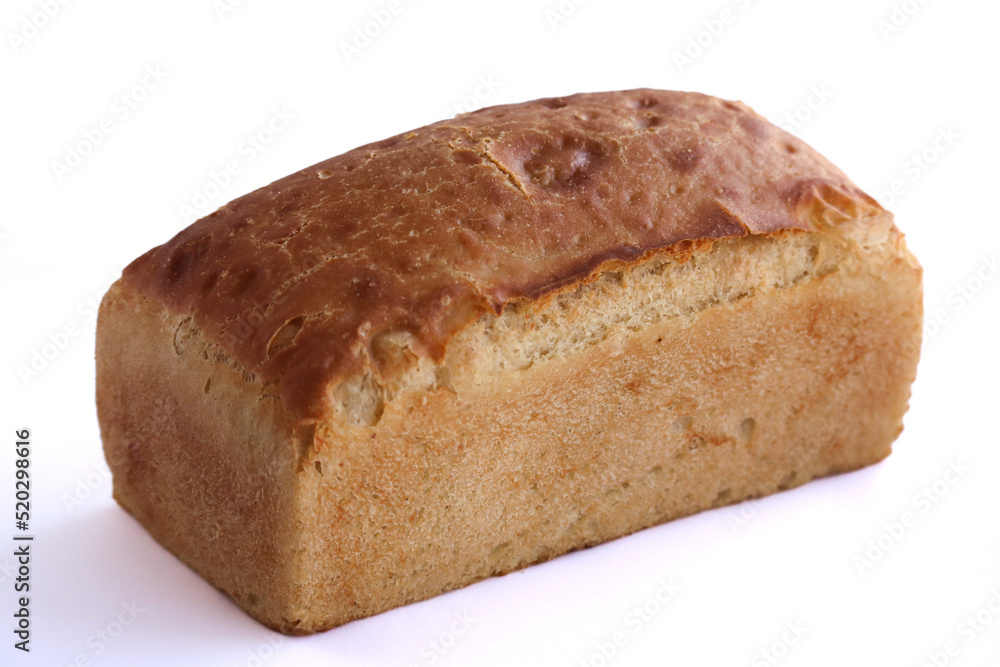 loaf of bread isolated on white. Traditional South African bread. Ouma bread loaf