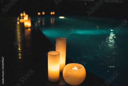 Candles on the table at the wedding party