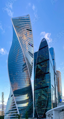 Moscow-City district, glass skyscrapers, business center of Moscow, summer evening Russia