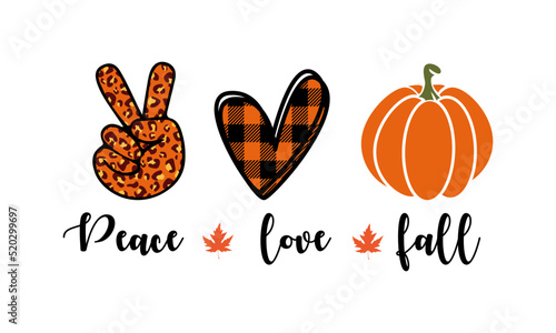 Peace love fall - Pumpkin Autumn Vector and Clip Art
