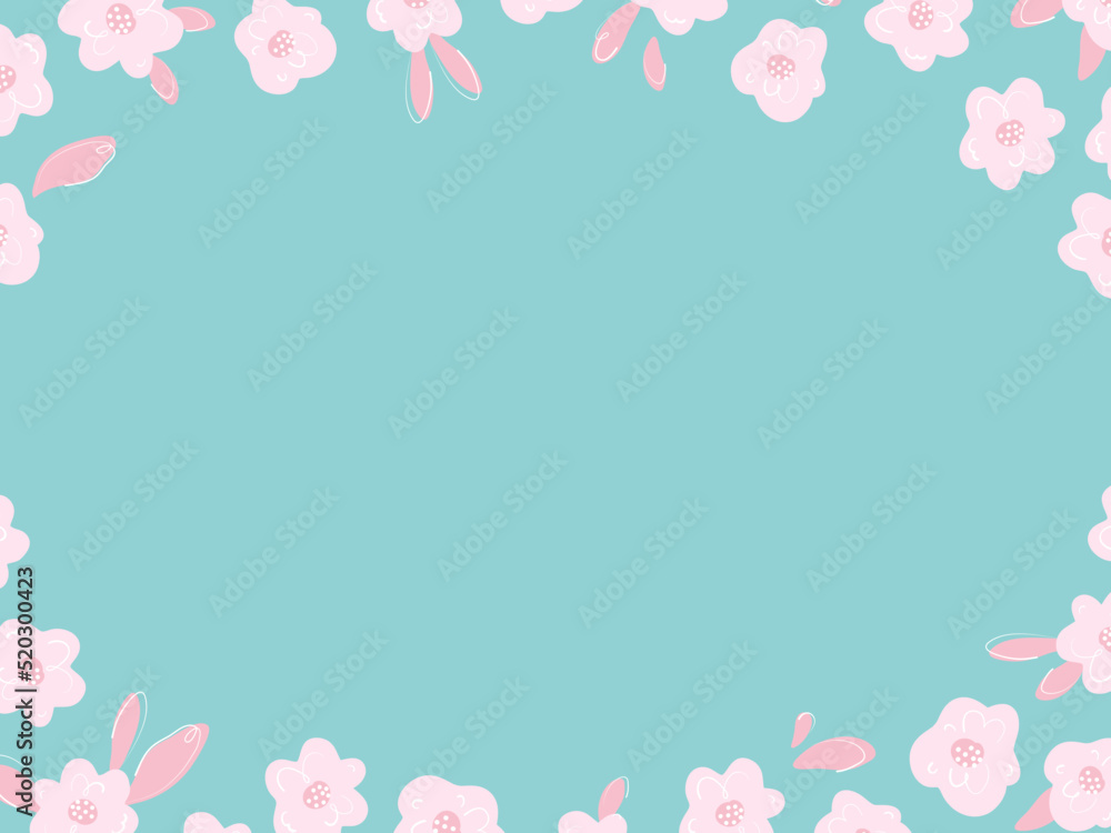 Floral frame with simple vector flowers in pastel colors