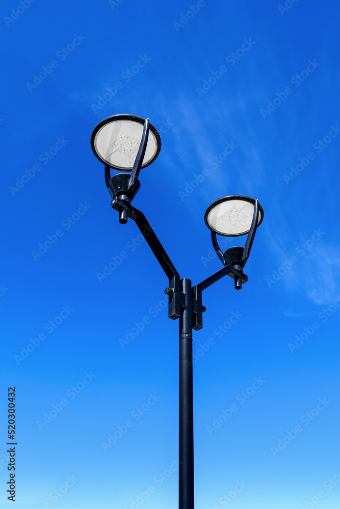 Street lighting lantern with LED lamps on a blue sky background Street lighting lantern with LED lamps on a blue sky background