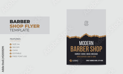 Modern barbershop flyer design template editable beauty salon business poster template
