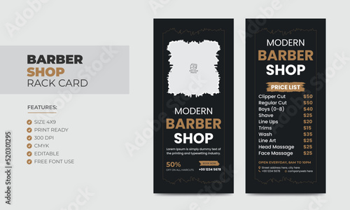 Barbershop Rack Card or Dl Flyer Template Beauty Salon Rack Card Design