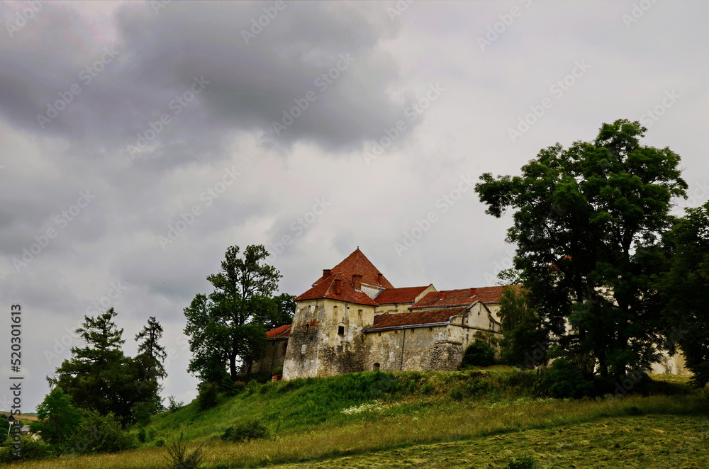 Fototapeta premium View to ancient castle in Svirzh, Ukraine .