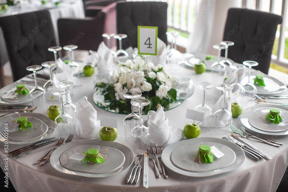 Fototapeta premium Decorated served table for wedding party or other event