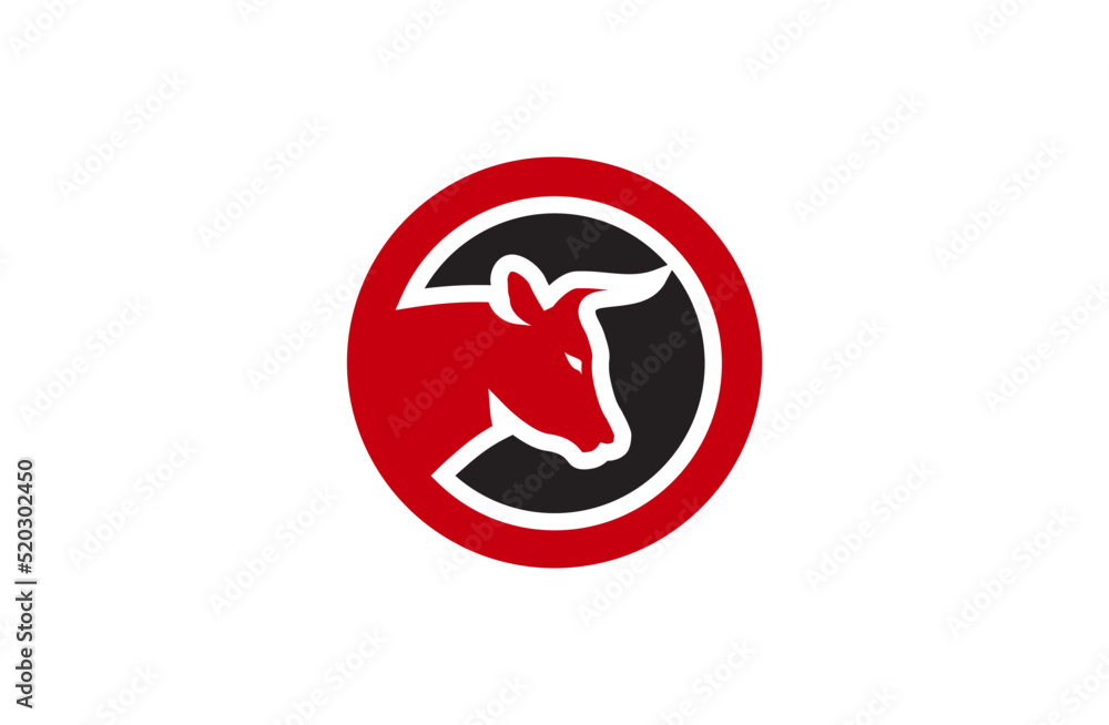 Black Red colour Bull head icon logo design vector template. Bull head logo design concept. Black Red colour Bull head icon logo design vector template. Bull head logo design concept.