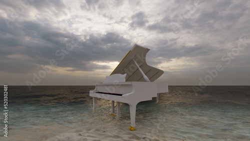 piano grand piano keyboard with nature background
