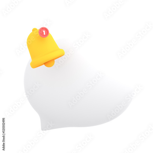 3d reminder popup bell notification chat message alert ecommerce icon for application website ui on isolated background