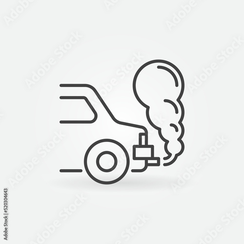 Vehicle Pollution icon. Car Emitting Exhaust Fumes line sign