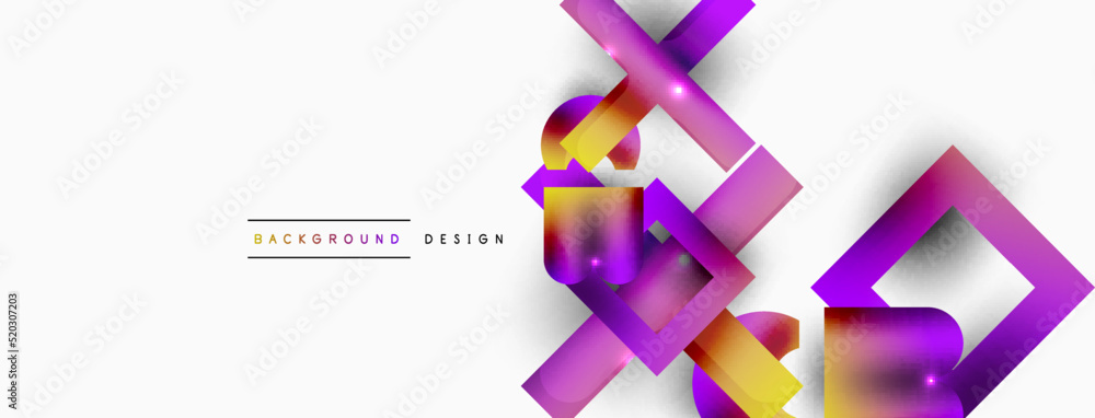 Dynamic composition, shiny geometric shapes abstract background. Trendy techno business template for wallpaper, banner, background or landing