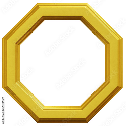 Octagonal Gold Frame 3D Render Illustration
