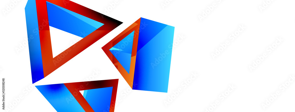 Triangle abstract background. 3d vector basic shape technology or business concept composition. Trendy techno business template for wallpaper, banner, background or landing Triangle abstract background. 3d vector basic shape technology or business concept composition. Trendy techno business template for wallpaper, banner, background or landing