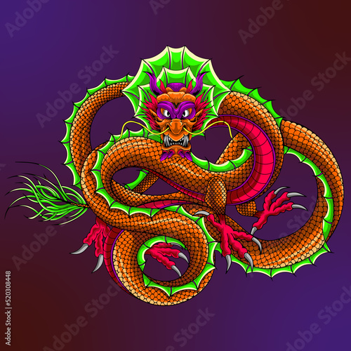 Wallpaper Mural Chinese oriental style of dragon illustration Torontodigital.ca
