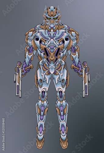 Robot mecha soldier body armor illustration