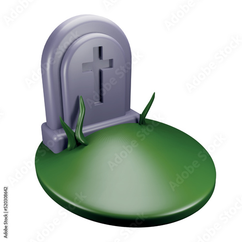 Graveyard 3d rendering isometric icon.