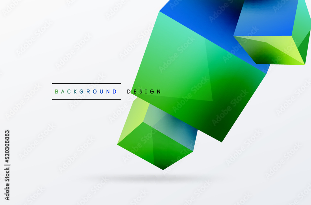 3d cubes vector abstract background. Composition of 3d square shaped basic geometric elements. Trendy techno business template for wallpaper, banner, background or landing 3d cubes vector abstract background. Composition of 3d square shaped basic geometric elements. Trendy techno business template for wallpaper, banner, background or landing