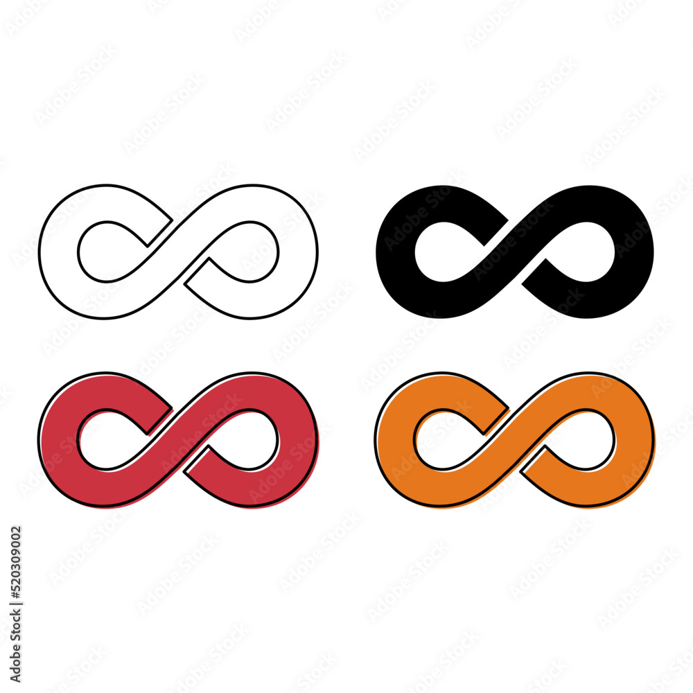 Set of Infinity geometric icon, mathematical tattoo symbol, endless abstract shape vector illustration modern sign Set of Infinity geometric icon, mathematical tattoo symbol, endless abstract shape vector illustration modern sign
