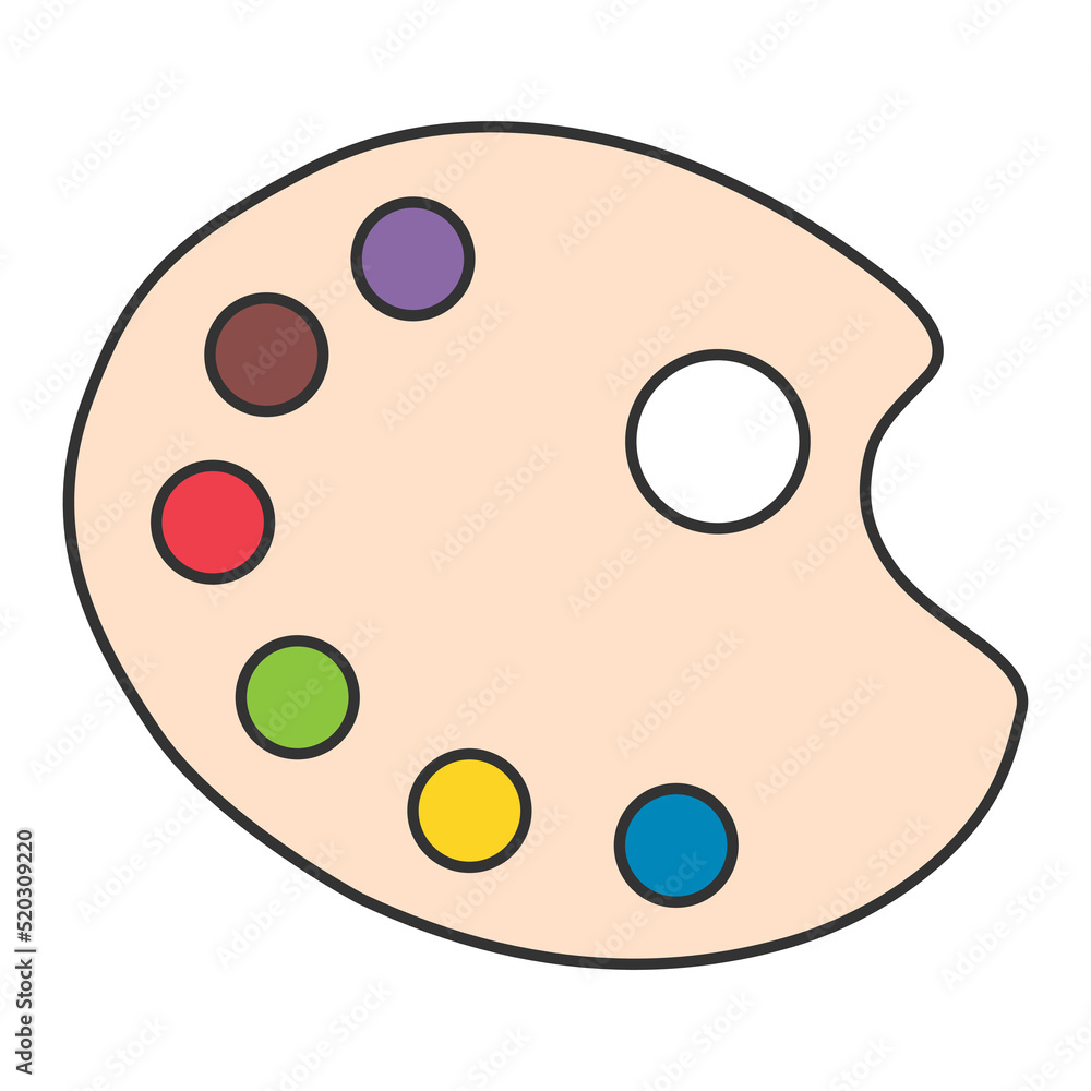 Flat art tool palette with paints color, artist web design graphic vector illustration Flat art tool palette with paints color, artist web design graphic vector illustration