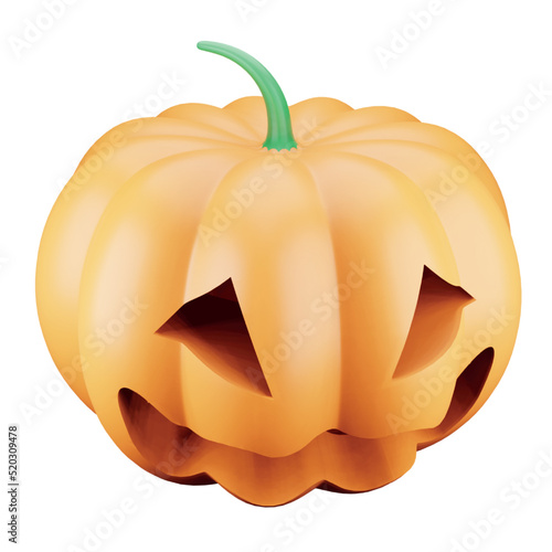 Pumpkin 3d rendering isometric icon.