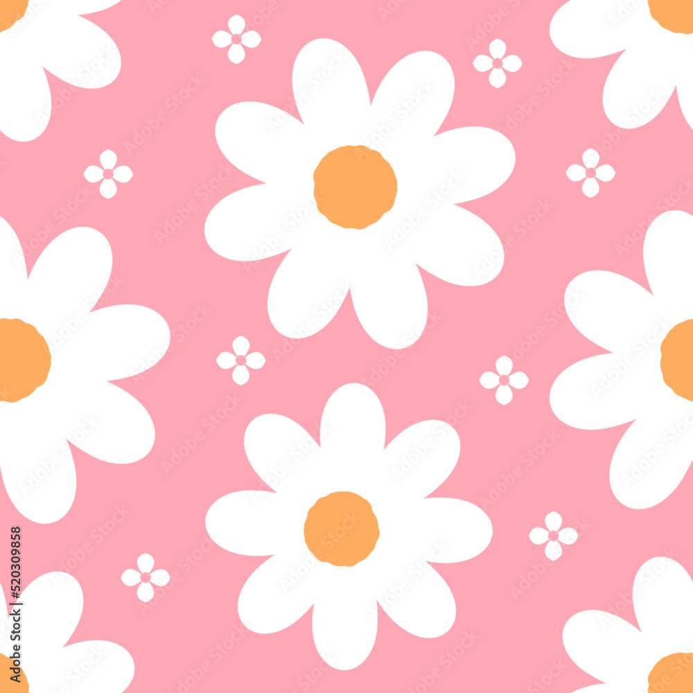 Seamless pattern with daisies on pink background vector. Seamless pattern with daisies on pink background vector.