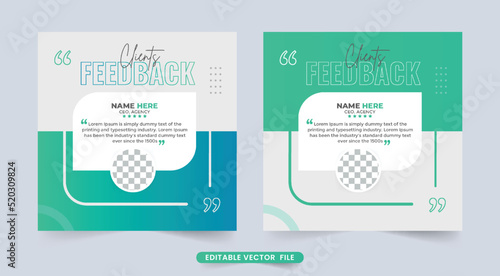 Customer service feedback template with light green and white colors. Customer feedback review or testimonial layout template for websites. Business client testimonials vector with quote section.