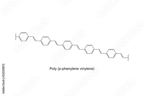 Poly (p-phenylene vinylene) polymer chemical structure on white background.