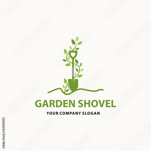 Garden shovel logo - vector illustration, garden shovel emblem design on a white background. Suitable for your design need, logo, illustration, animation, etc.