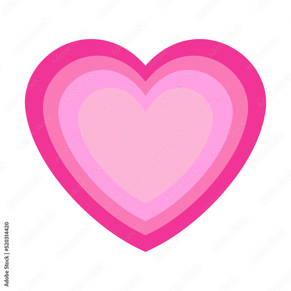 Love symbol icon. Tunnel of Concentric hearts. Pink hearts. Vector illustration