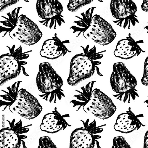 Strawberry pattern seamless, strawberries illustration, hand-drawn vector red berry for vegan banner, juice or jam label design. Ripe berries background for baby food packaging. Strawberry backdrop.