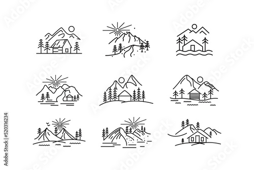 Line art mountain logo 