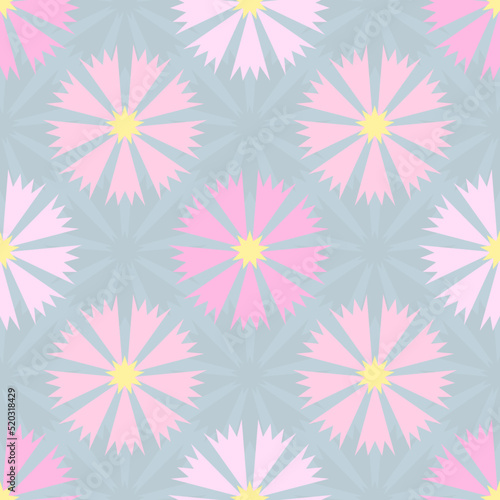 Cornflowers seamless pattern light coloured blue pink cute beautiful flowers background vector illustration.