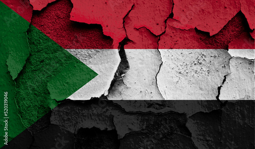 Obraz na plátně Flag of Sudan on old grunge wall in background