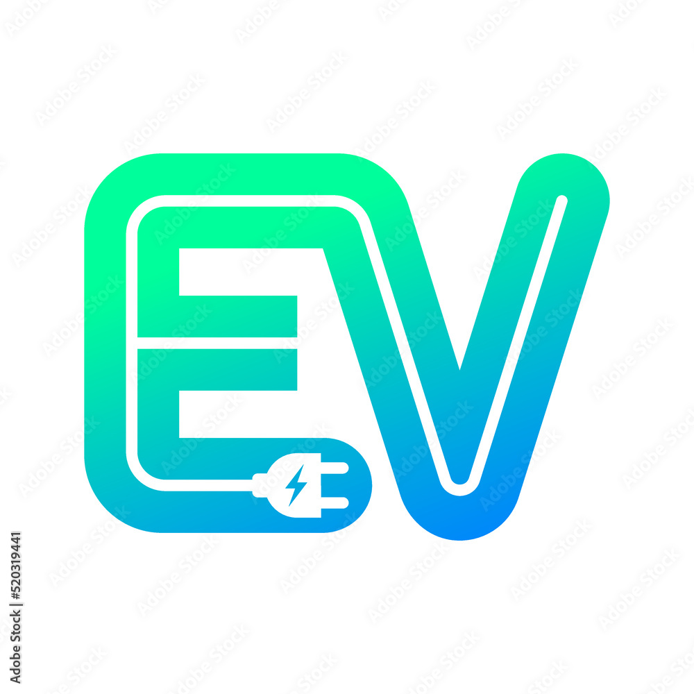 EV with plug icon symbol, Electric vehicle, Charging point logotype, Eco friendly vehicle concept, Vector illustration EV with plug icon symbol, Electric vehicle, Charging point logotype, Eco friendly vehicle concept, Vector illustration