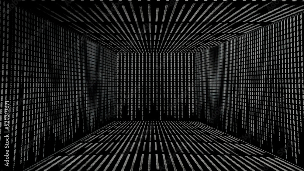 Abstract monochrome futuristic background with the strings forming a ...