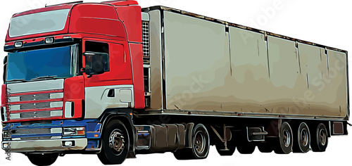 Color vector image of a heavy truck for transporting various goods