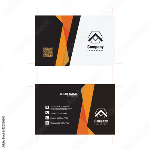 orange color business card design template.
( size mentions 9 cm x 5.5 cm )