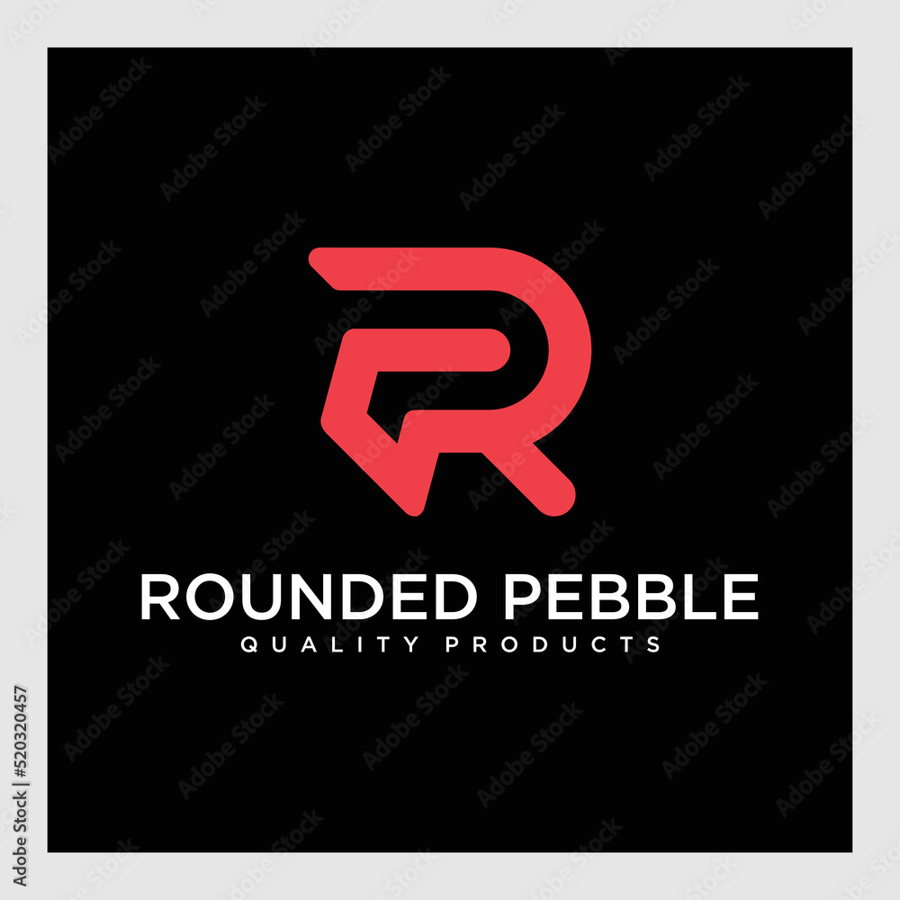 Unique RP initial logo design with red begroud black color