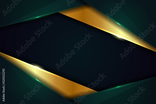 Luxury Premium Modern Shiny Overlap Golden on Dark Green Background