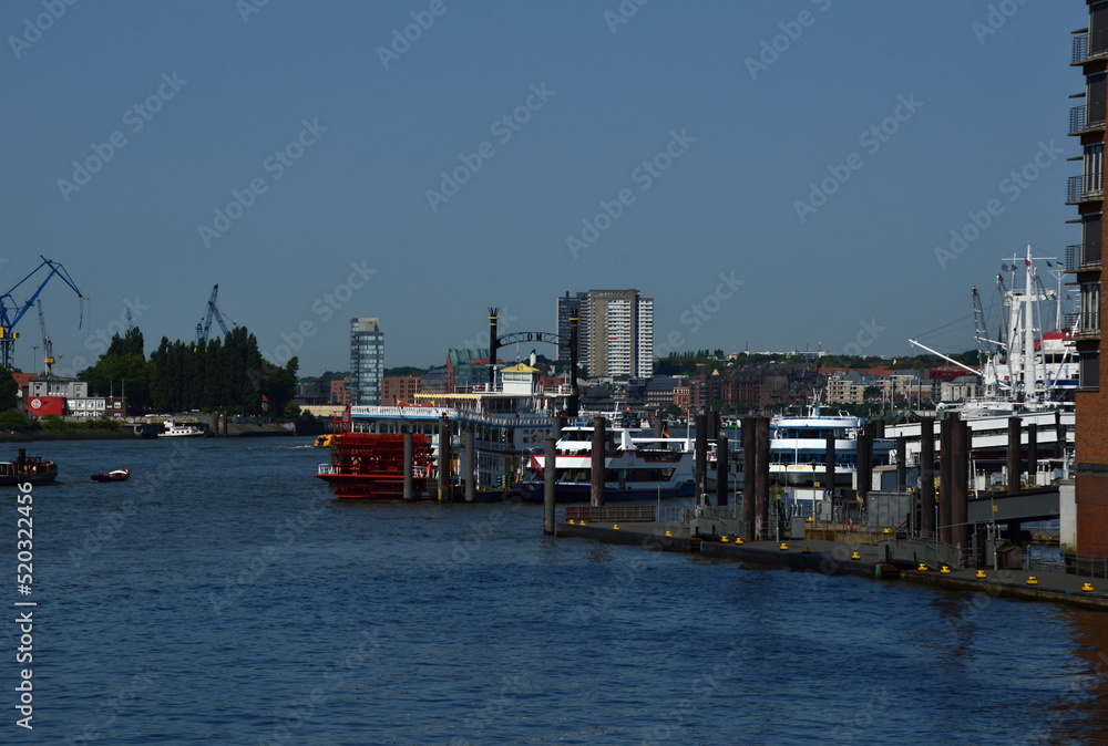 Panorama at the Landungsbrücken in the Hanse City Hamburg Panorama at the Landungsbrücken in the Hanse City Hamburg