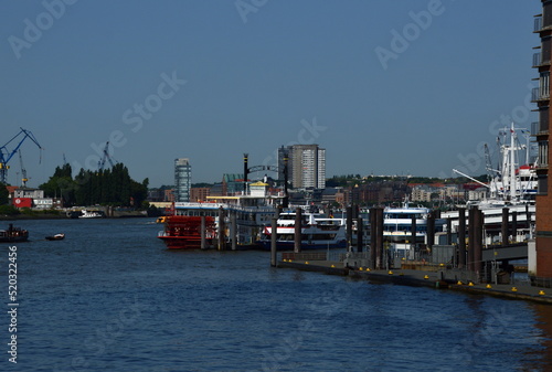 Panorama at the Landungsbrücken in the Hanse City Hamburg