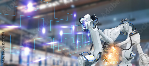 Innovation technology robotic arm industry in parts manufacturing plants