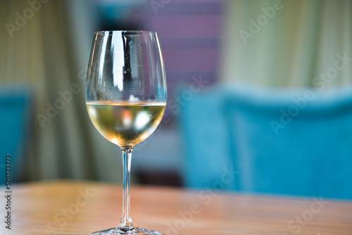 Beautiful glass of dry white wine Sauvignon blanc