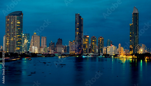 Bangkok cityscape. Bangkok night view in the business district. at twilight © Parichart