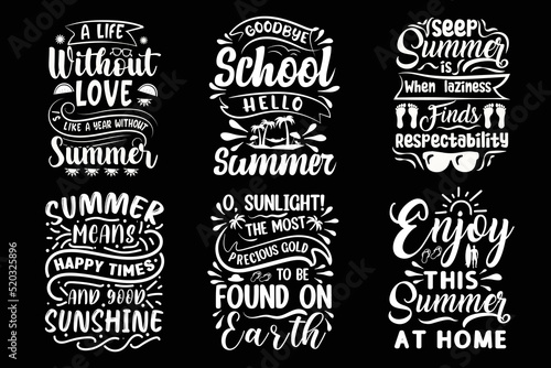 Summer typography t-shirt design SVG bundle